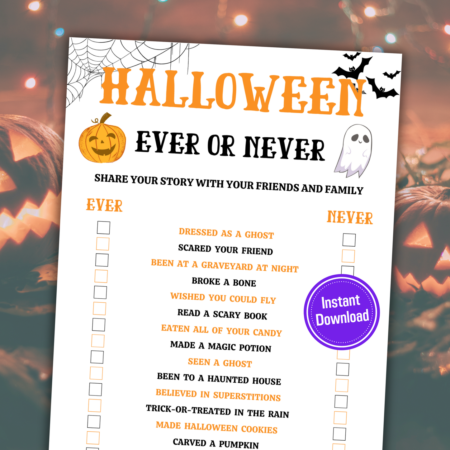 Halloween Ever Or Never Game | Halloween Never Have I Ever Game