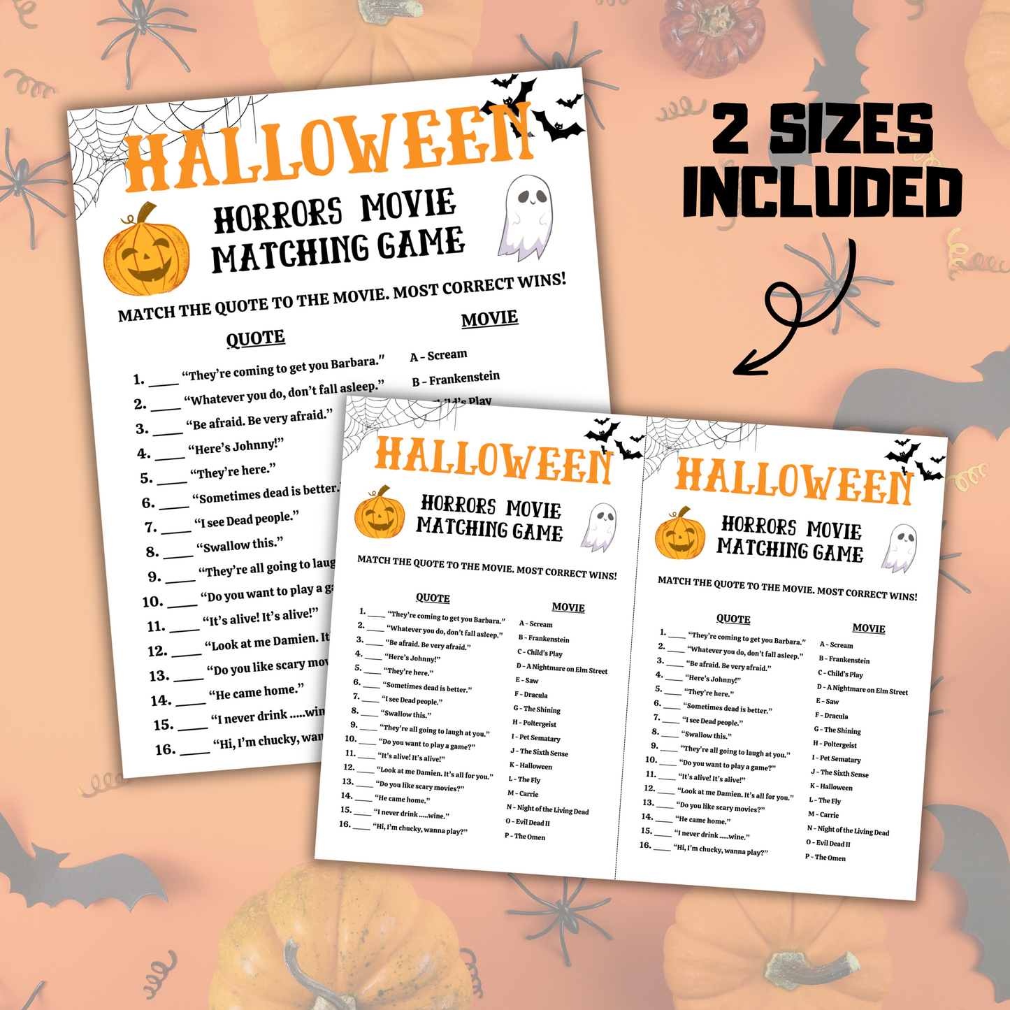 Halloween Horrors Movie Matching Game | Match the Quote to the Movie