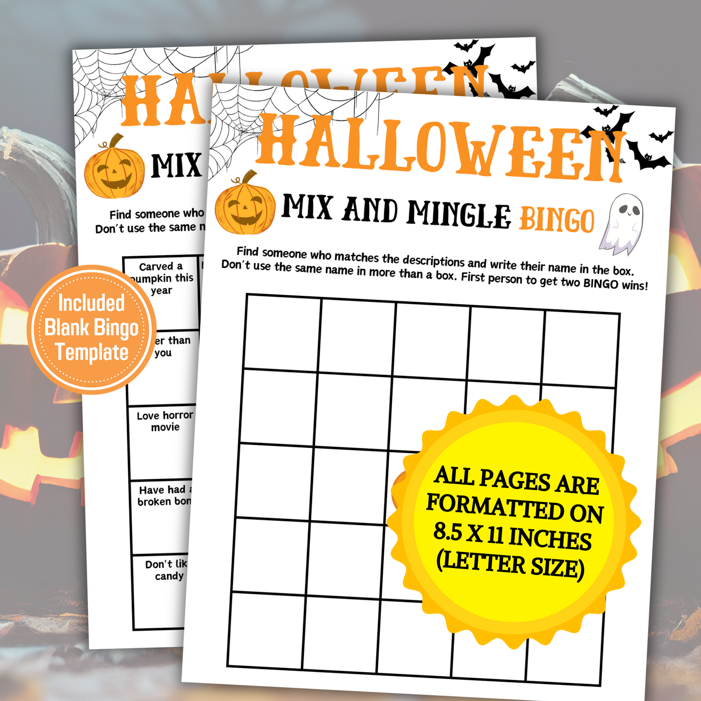 Halloween Mix and Mingle Bingo Game | Halloween Find The Guest Bingo Game