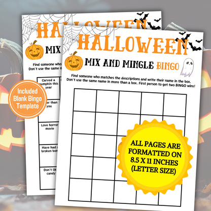 Halloween Mix and Mingle Bingo Game | Halloween Find The Guest Bingo Game