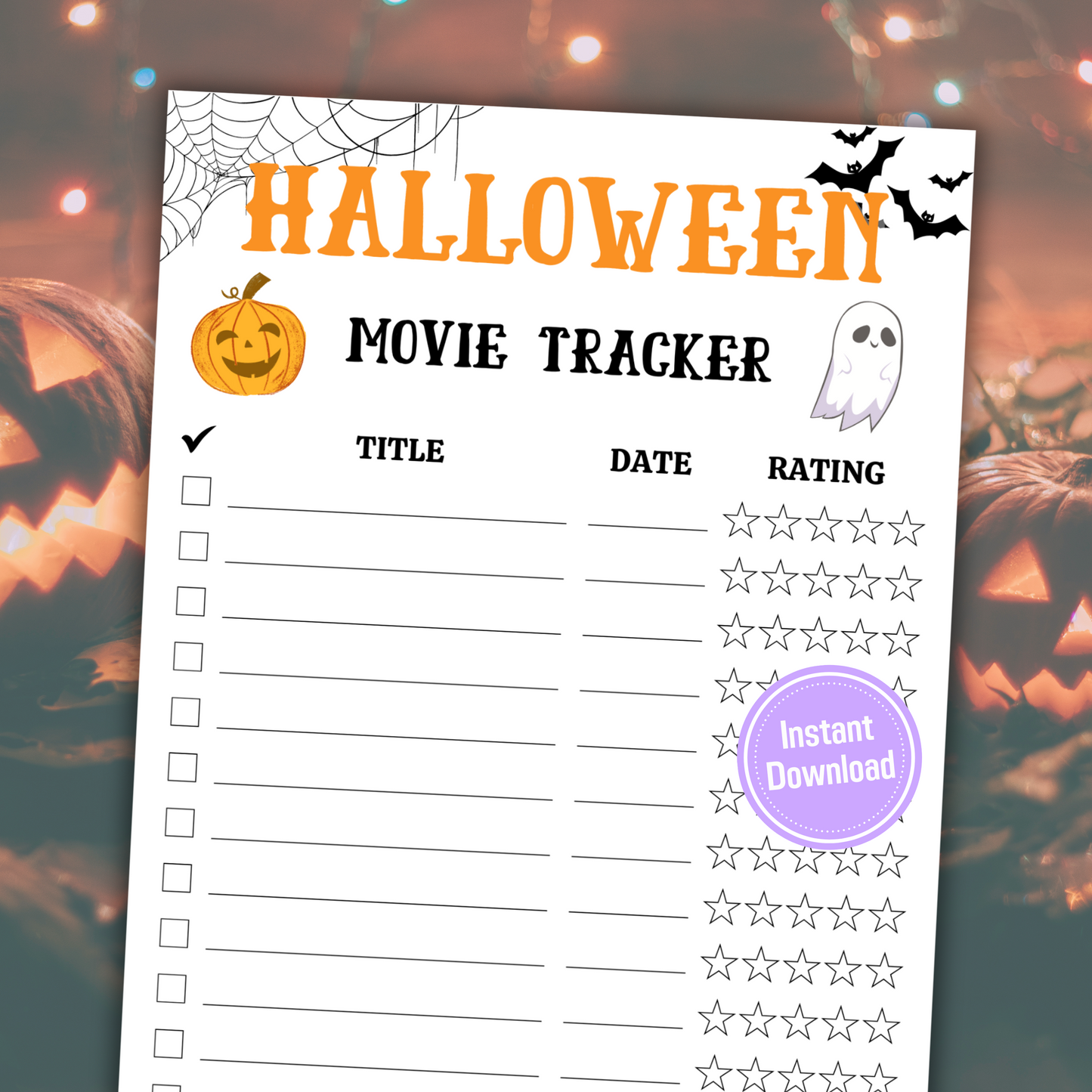 Halloween Movie Tracker | Halloween Horror Movie Watchlist Planner