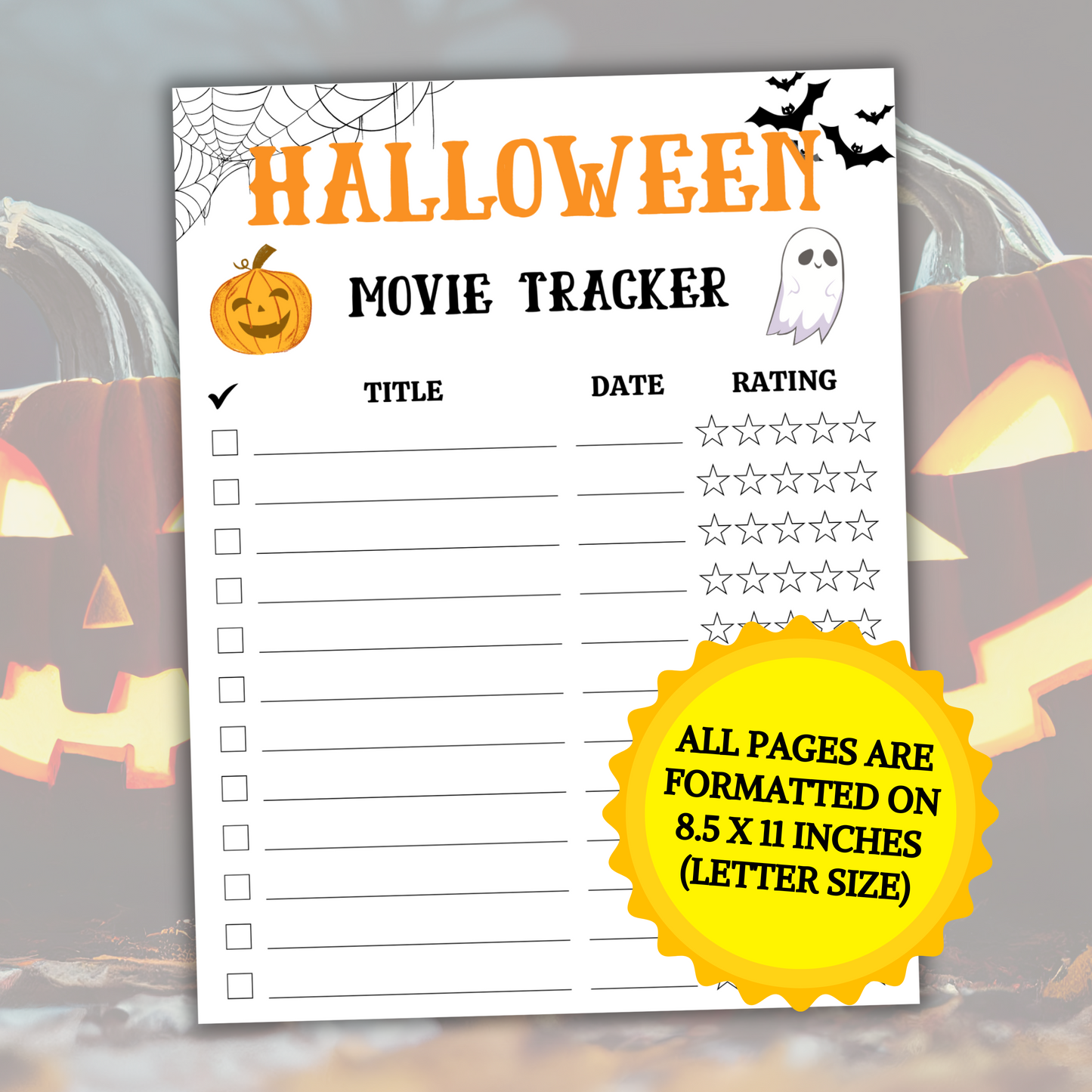 Halloween Movie Tracker | Halloween Horror Movie Watchlist Planner