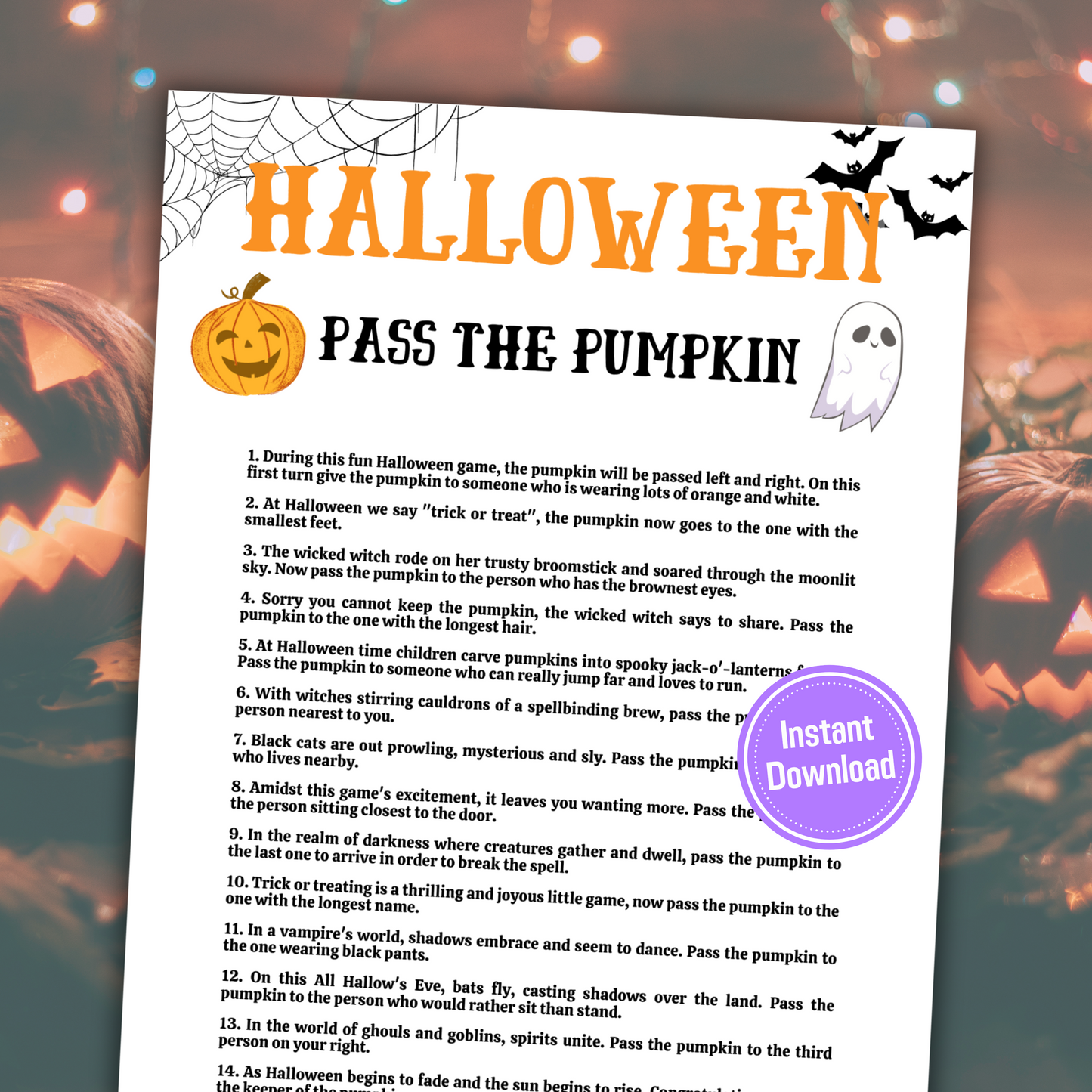 Halloween Pass The Prize Game | Halloween Pass The Poem Game