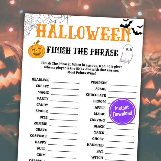 Halloween Finish The Phrase Game | Halloween Fill in the Blank