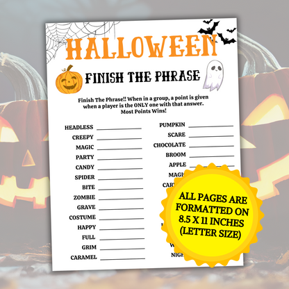 Halloween Finish The Phrase Game | Halloween Fill in the Blank