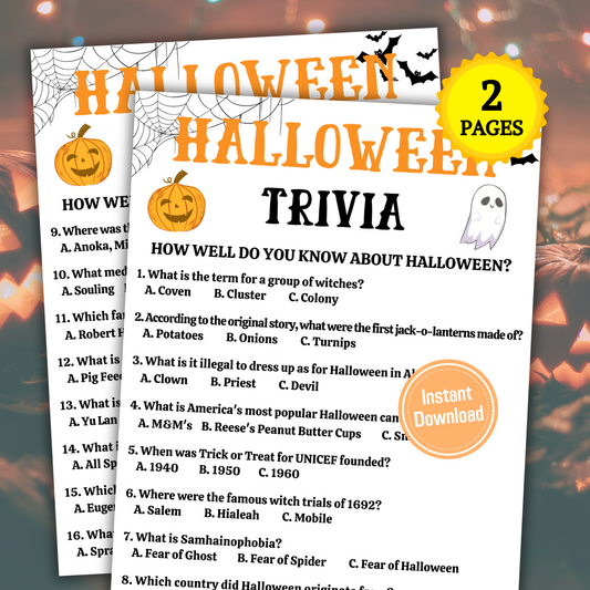 Halloween Trivia Game | 2 Pages Halloween Trivia Questions with Multiple Choice Answers