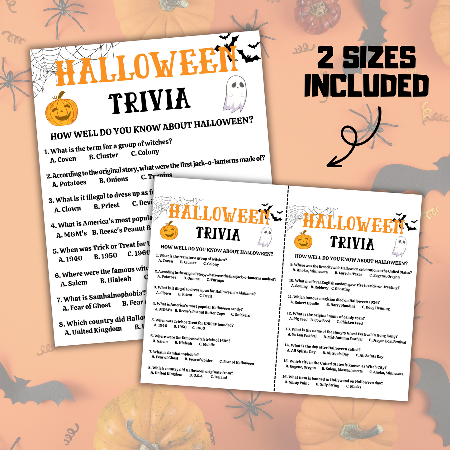 Halloween Trivia Game | 2 Pages Halloween Trivia Questions with Multiple Choice Answers