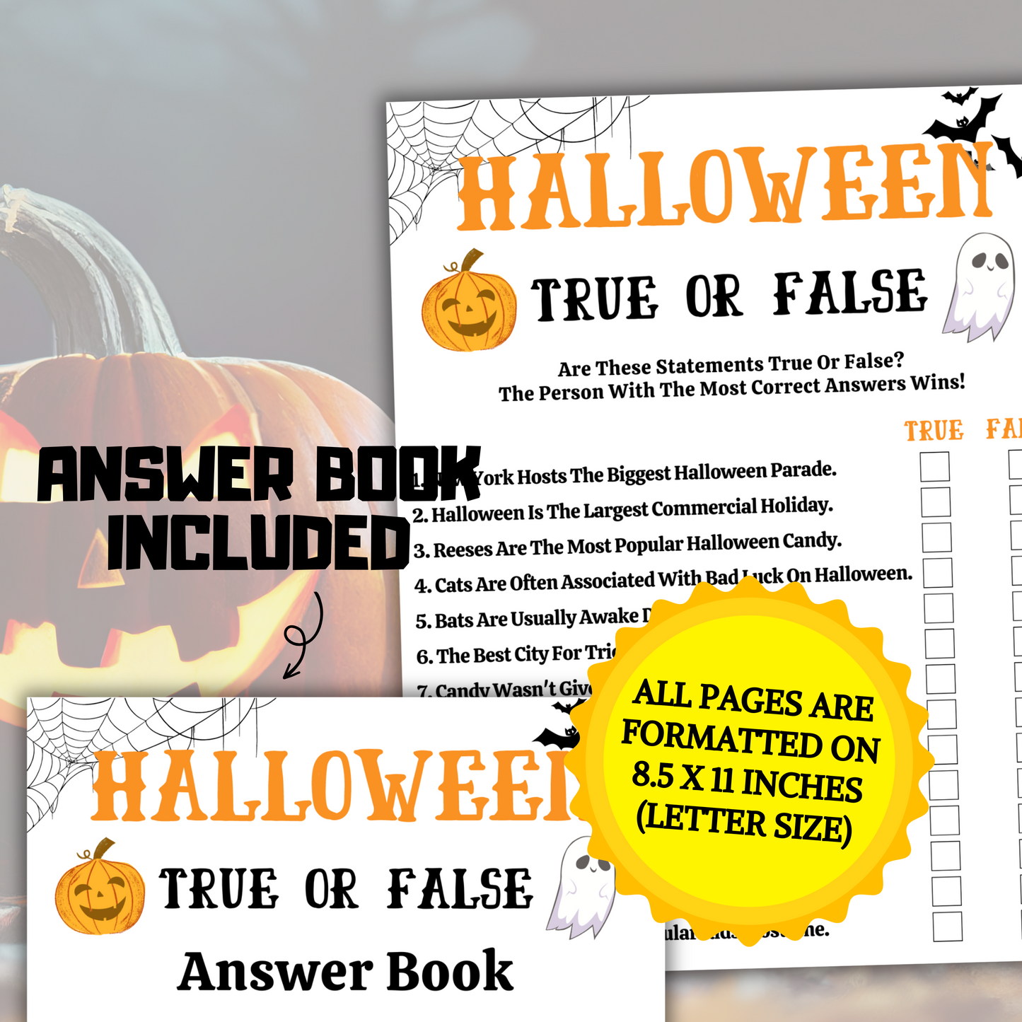 Halloween True Or False Game | Printable True or False Quiz