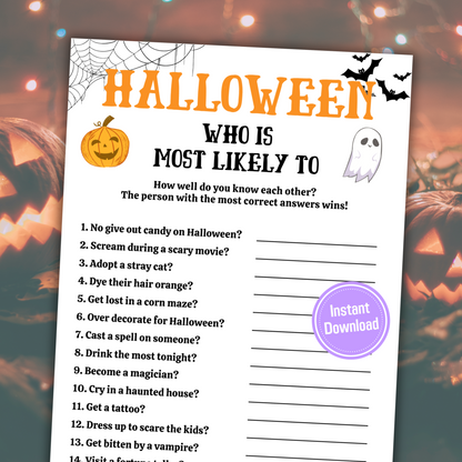 Halloween Who Is Most Likely to Game | Halloween Most Likely to Game