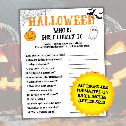 Halloween Who Is Most Likely to Game | Halloween Most Likely to Game
