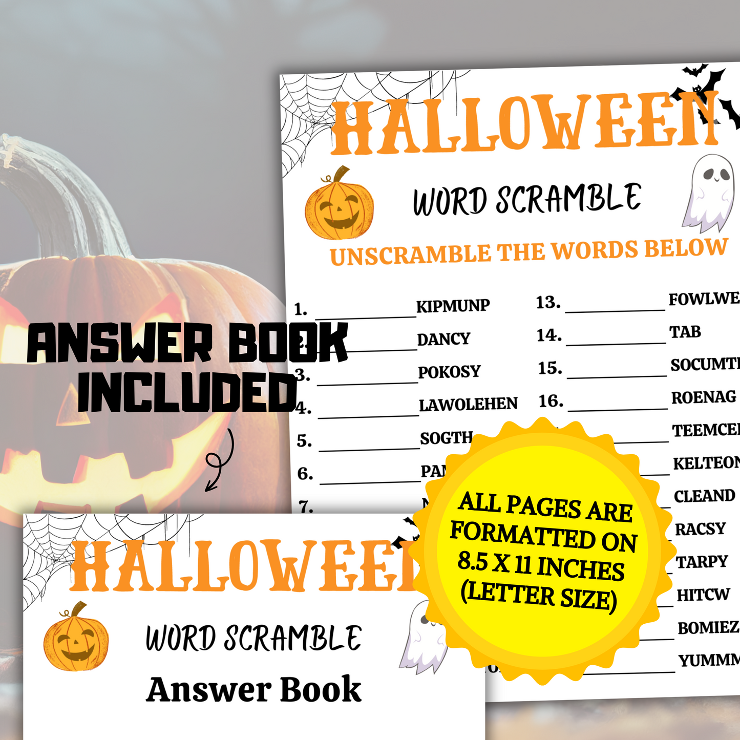 Halloween Word Scramble Game | Halloween Unscramble Word Game