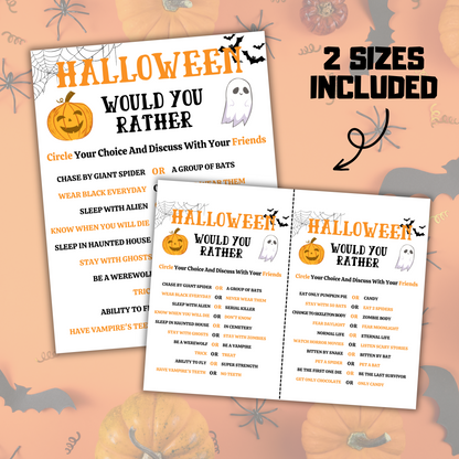 Halloween Would You Rather Game | 2 Pages Halloween This or That Game