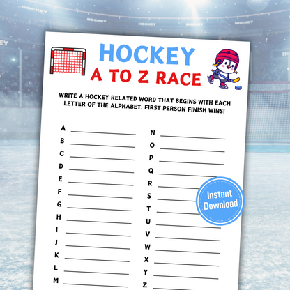 Hockey A To Z Race Game | Printable Hockey Team ABC Race Games