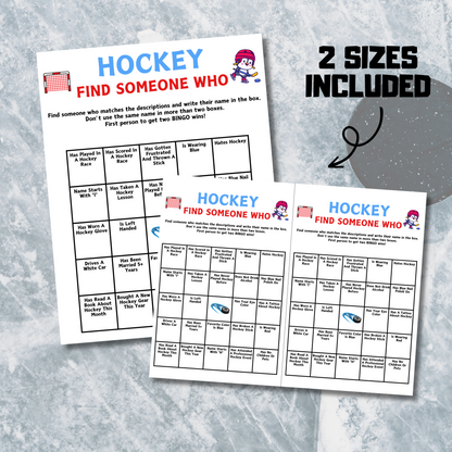 Hockey Find Someone Who Game | Printable Hockey Find The Guest Bingo