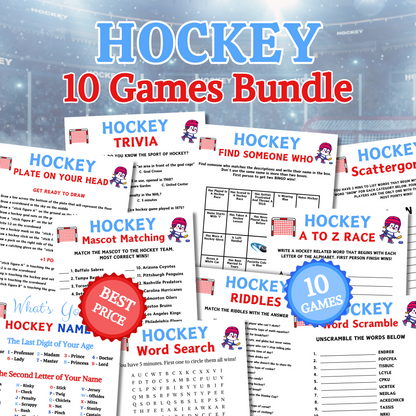 Hockey Games Bundle | Printable Hockey Team Party Game