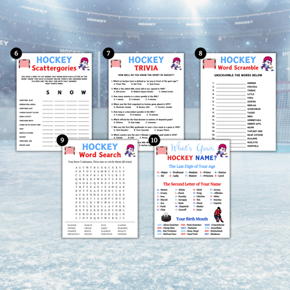 Hockey Games Bundle | Printable Hockey Team Party Game