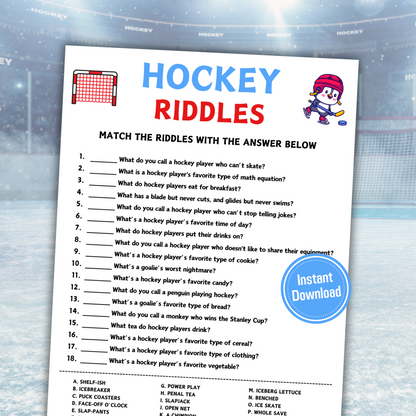 Hockey Riddles Game | Printable Hockey Riddle Me This Games