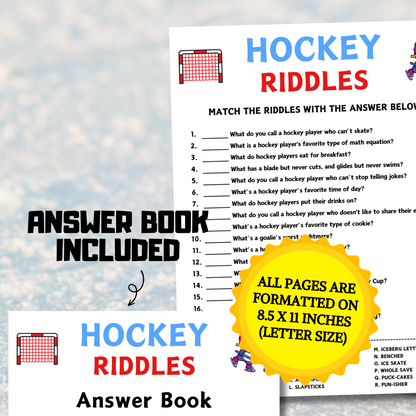 Hockey Riddles Game | Printable Hockey Riddle Me This Games