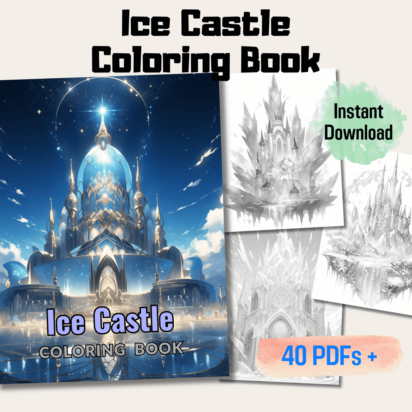 Ice Castle Coloring Book, Perfect Leisure Activity for Kids and Adults