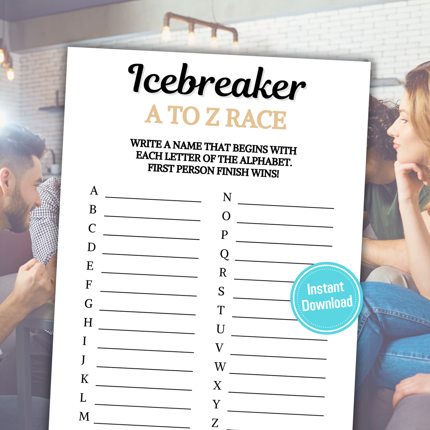 Icebreaker A To Z Race Game | Printable Icebreaker ABC Race Games