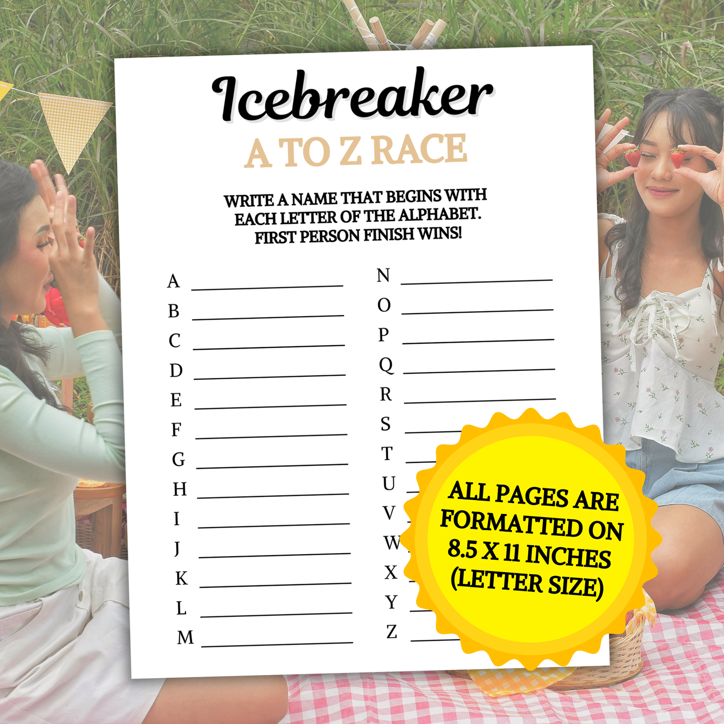 Icebreaker A To Z Race Game | Printable Icebreaker ABC Race Games