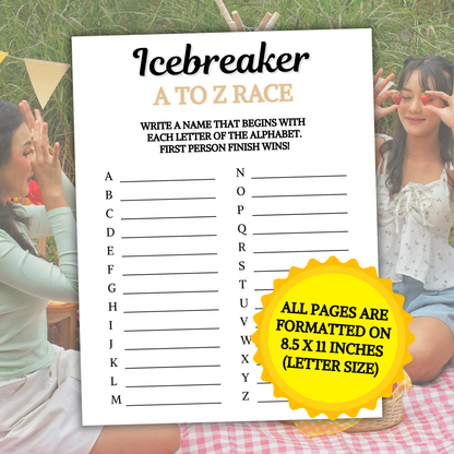 Icebreaker A To Z Race Game | Printable Icebreaker ABC Race Games