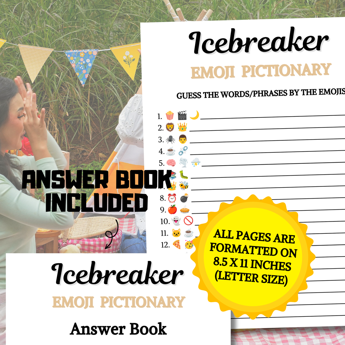 Icebreaker Emoji Pictionary Game | Printable Icebreaker Emoji Game