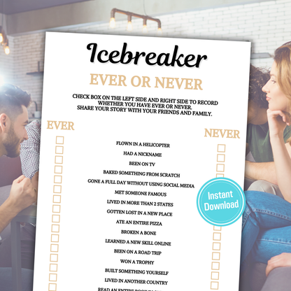 Icebreaker Ever Or Never Game | Icebreaker Party Never Have I Ever Game