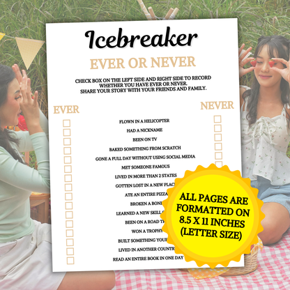 Icebreaker Ever Or Never Game | Icebreaker Party Never Have I Ever Game