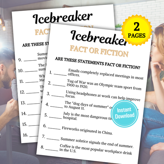 Icebreaker Fact or Fiction Game | Icebreaker Trivia True Or False Game