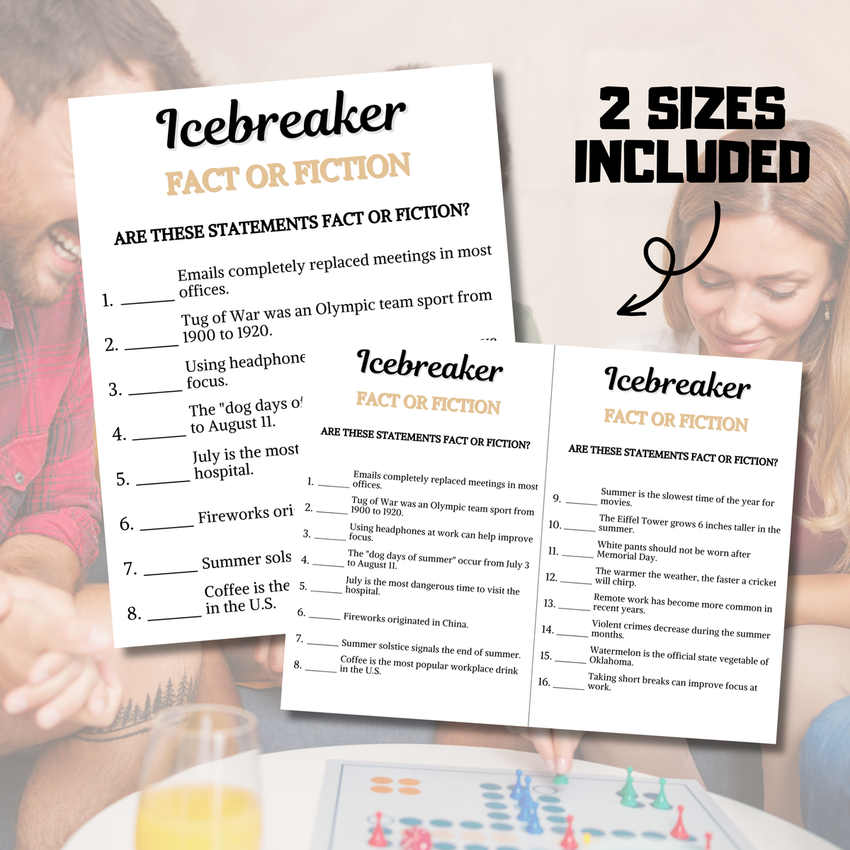 Icebreaker Fact or Fiction Game | Icebreaker Trivia True Or False Game