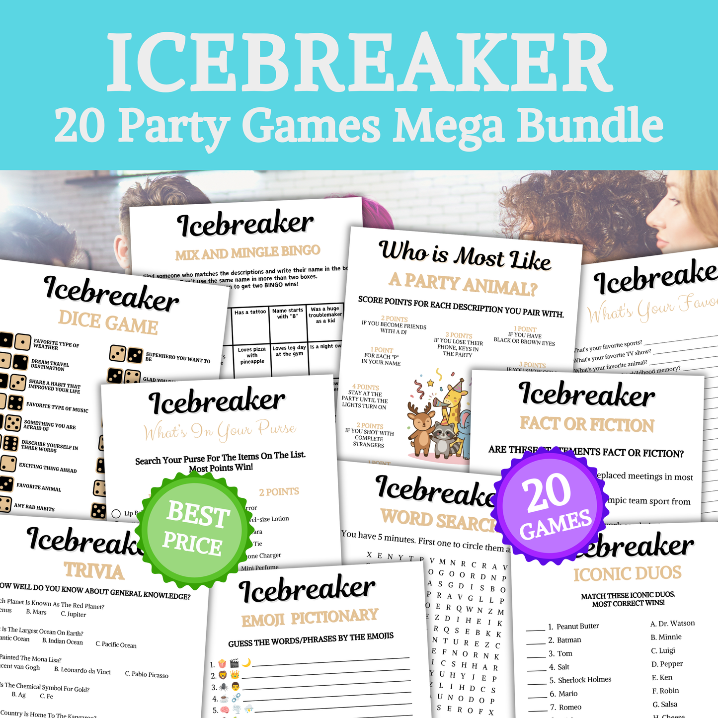 Icebreaker Games Bundle | Printable Icebreaker Party Game