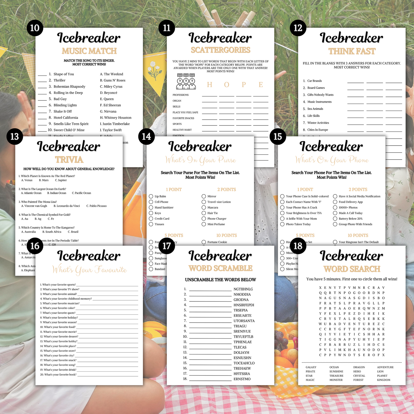 Icebreaker Games Bundle | Printable Icebreaker Party Game