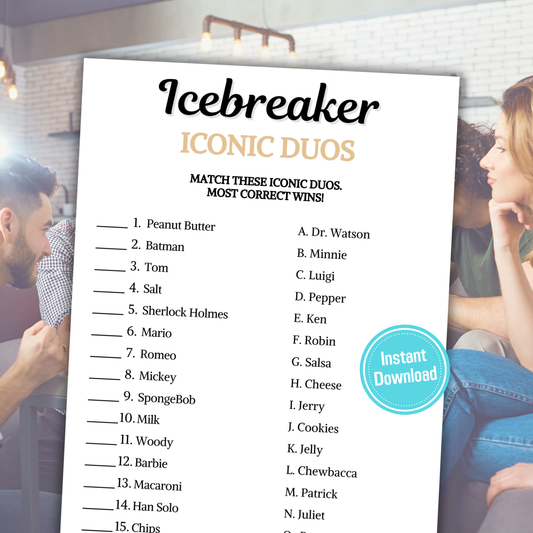 Icebreaker Iconic Duos Game | Icebreaker Duos Matching Game Printable