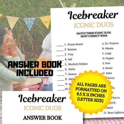 Icebreaker Iconic Duos Game | Icebreaker Duos Matching Game Printable