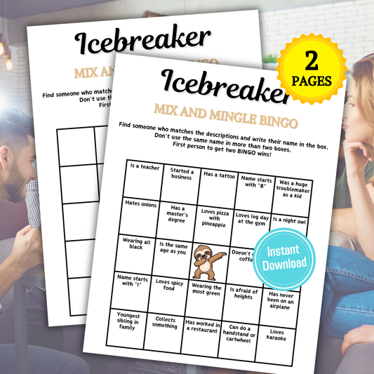 Icebreaker Mix and Mingle Bingo | Icebreaker Find the Guest Bingo