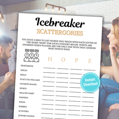 Icebreaker Scattergories Game | Icebreaker Think Fast Game