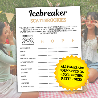 Icebreaker Scattergories Game | Icebreaker Think Fast Game