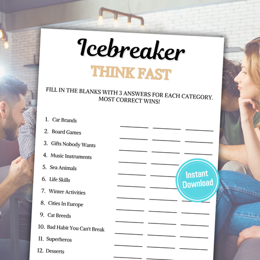 Icebreaker Think Fast Game | Icebreaker Trivia Game