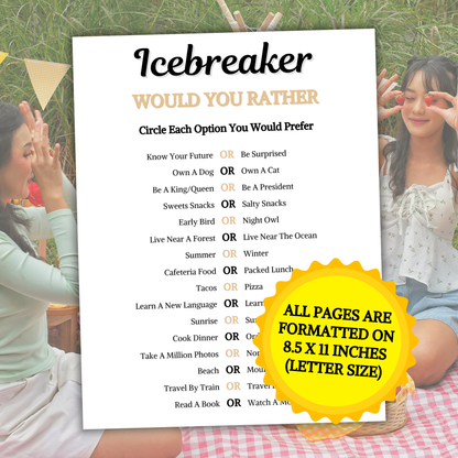 Icebreaker Would You Rather Game | Icebreaker This or That Game