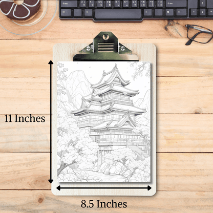Japanese Castle Coloring Book, Perfect for Art Enthusiasts and History Lovers
