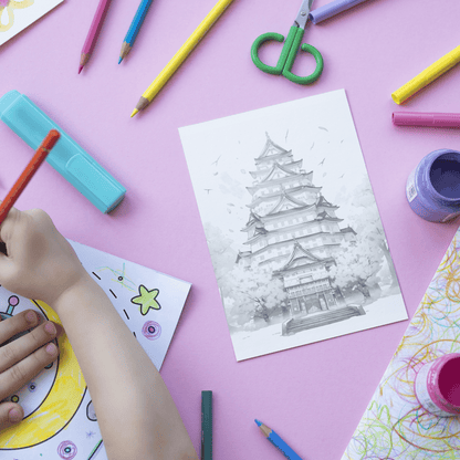 Japanese Castle Coloring Book, Perfect for Art Enthusiasts and History Lovers