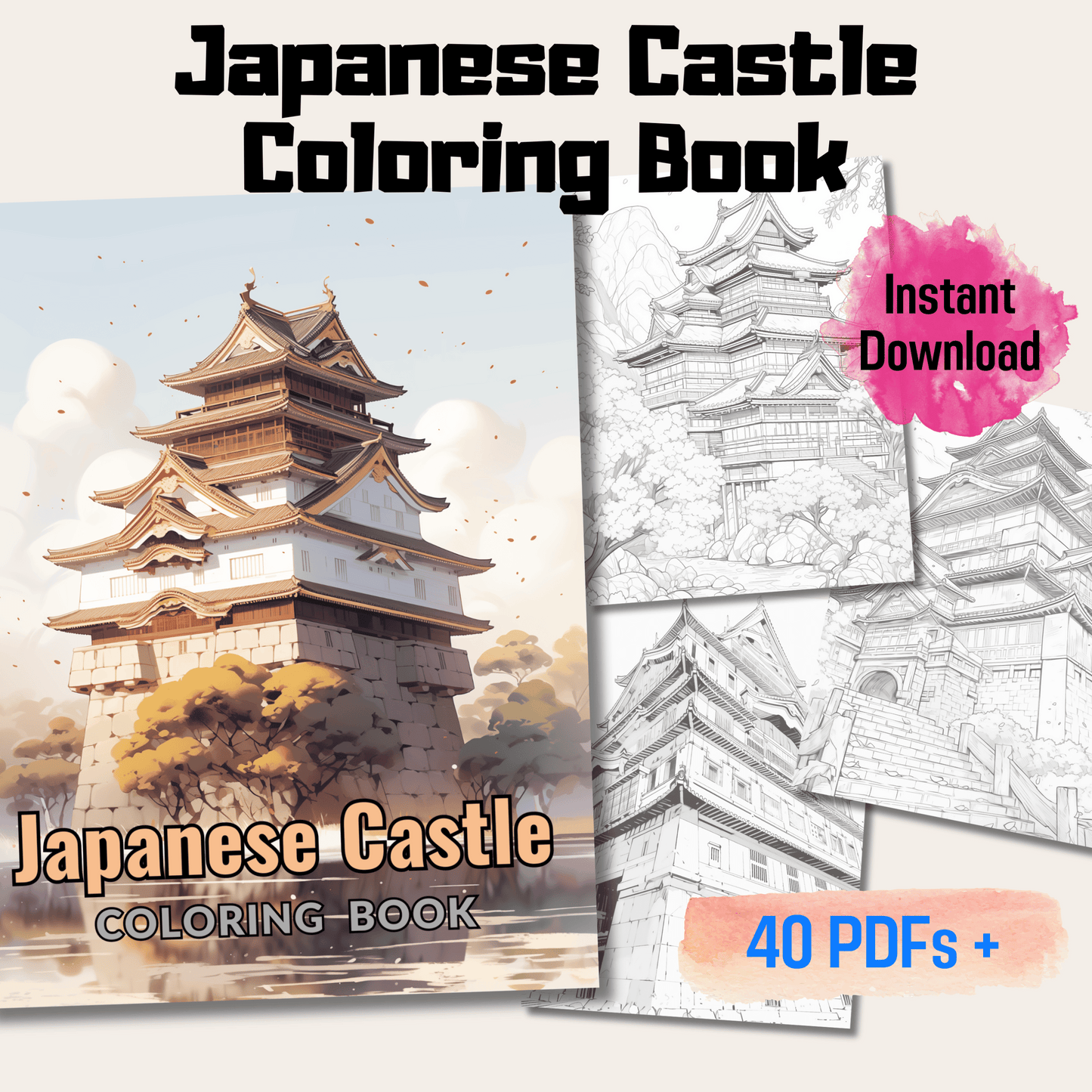 Japanese Castle Coloring Book, Perfect for Art Enthusiasts and History Lovers