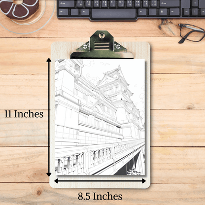 Japan Castle Coloring Book, 20 Pages of Beautiful Castles in Japan for Relaxation and Fun