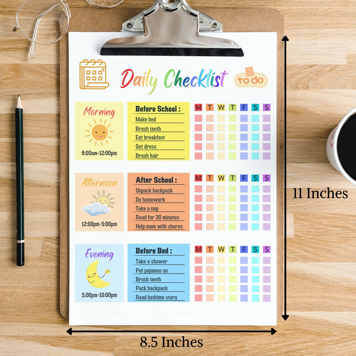 Kids Daily Checklist 1: Print Out Size Demo