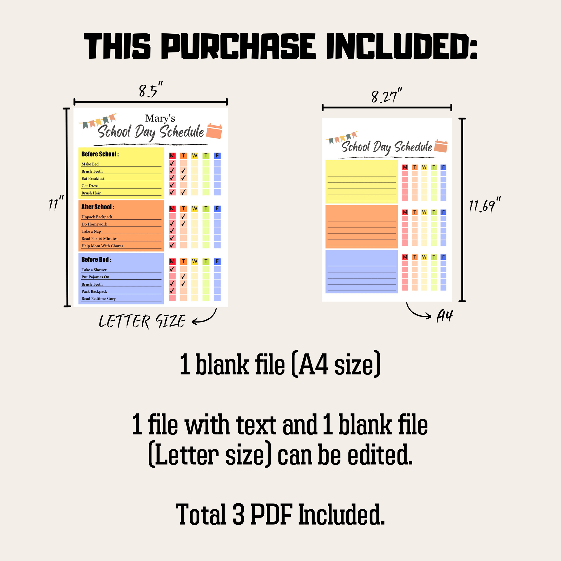 Kids Daily Checklist 2: Product Information Details And Print Out Size Demo