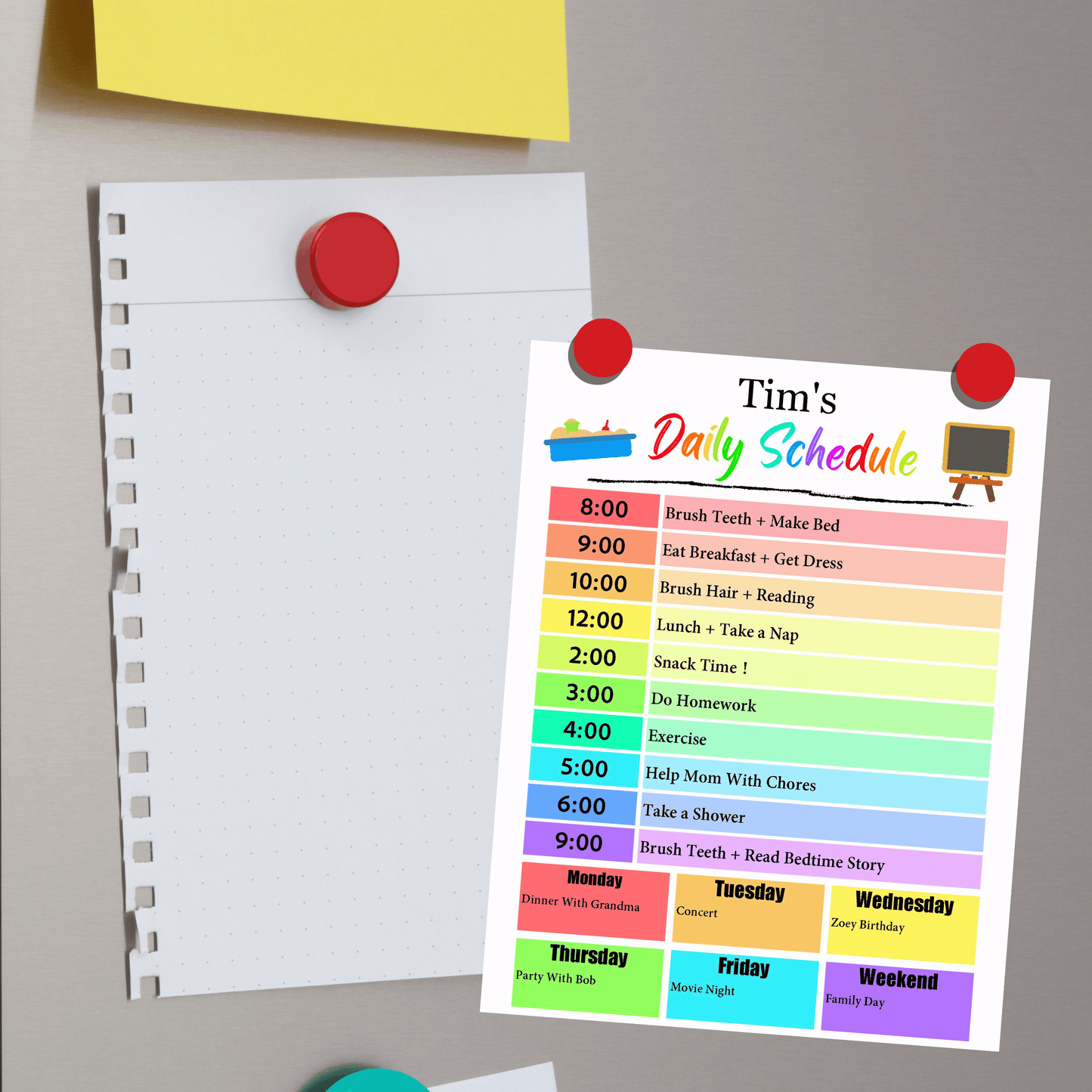 Kids Daily Checklist 3: Rainbow Color Print Out Demo