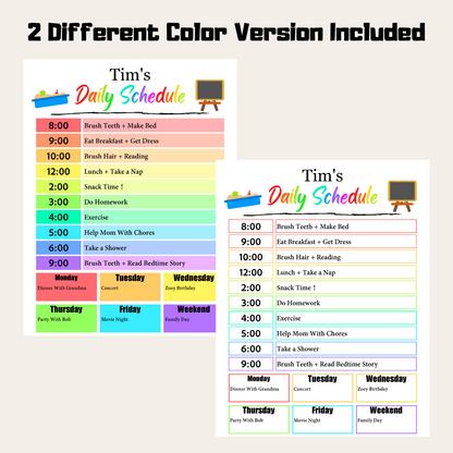 Kids Daily Checklist 3: Rainbow Color Bonus Versions Included