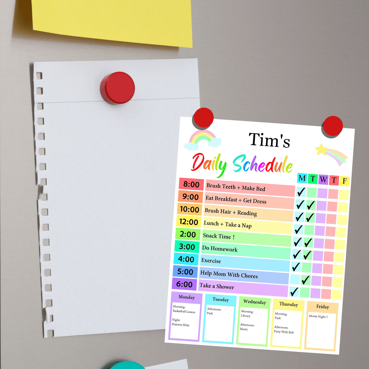 Kids Daily Checklist 5: Rainbow Color Print Out Demo