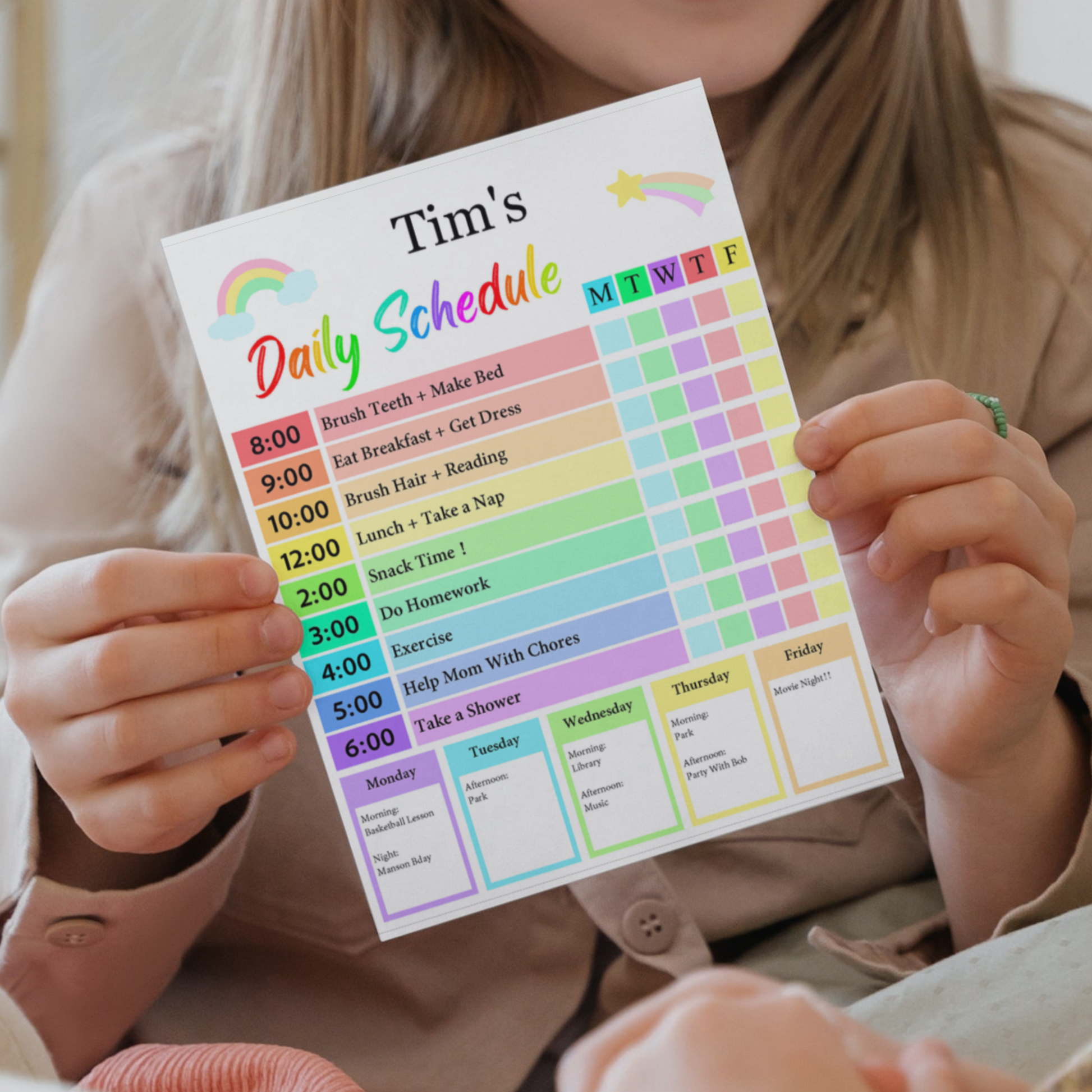 Kids Daily Checklist 5: Rainbow Color Print Out Demo